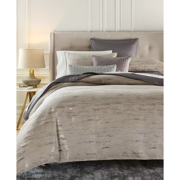 Hotel Collection Impasto Stone 3 Piece Duvet Cover Set King Beige MSRP $550 - Picture 1 of 6